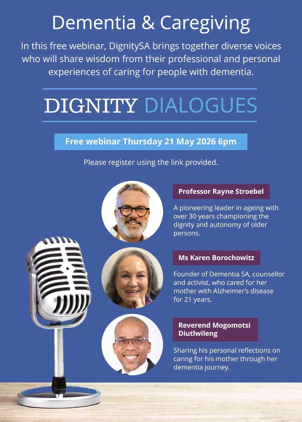 Dignity Dialogues poster for Dementia and Caregiving