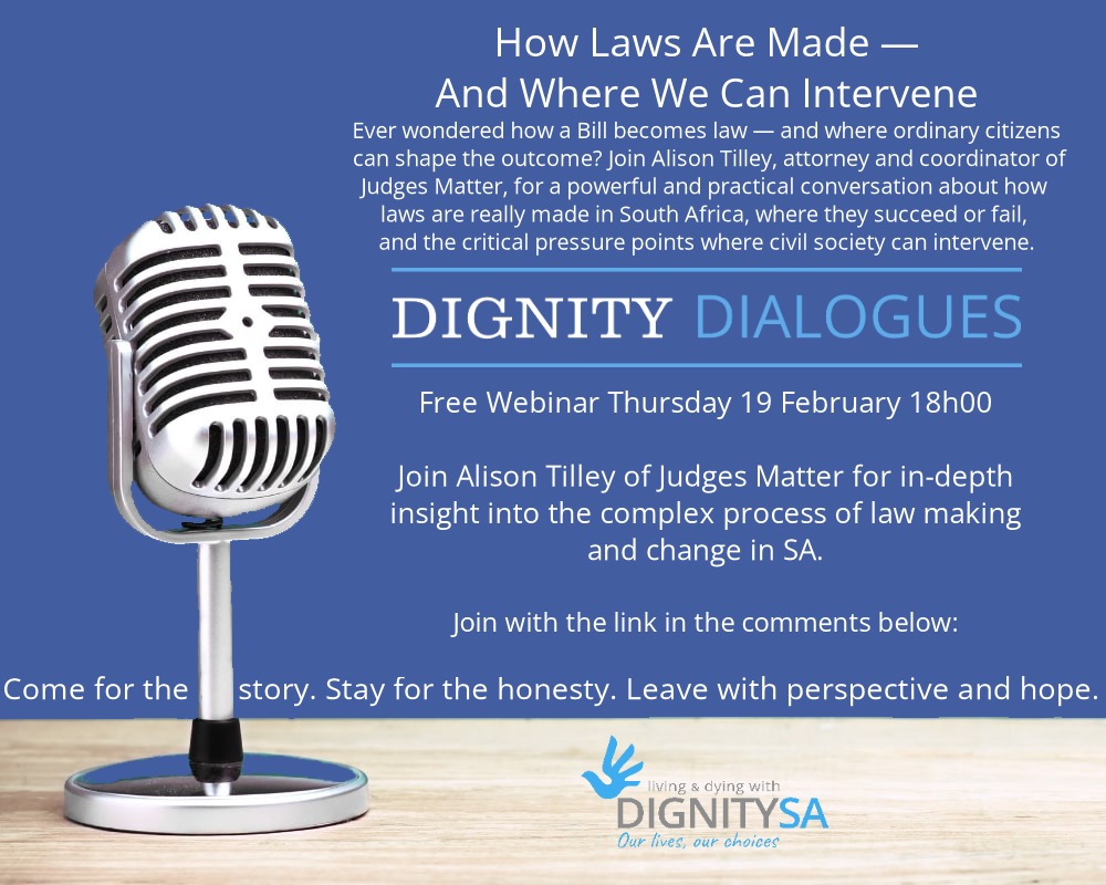 Dignity Dialogues poster for How Laws Are Made and Where We Can Intervene
