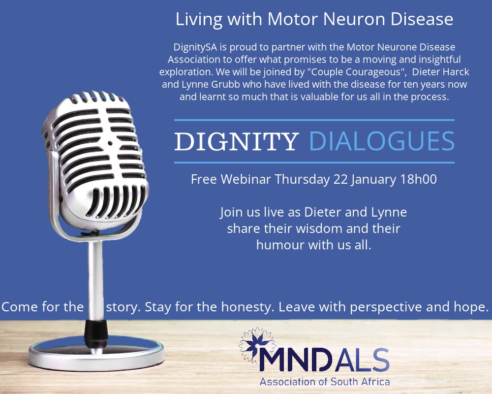 Dignity Dialogues poster for Living with Motor Neurone Disease