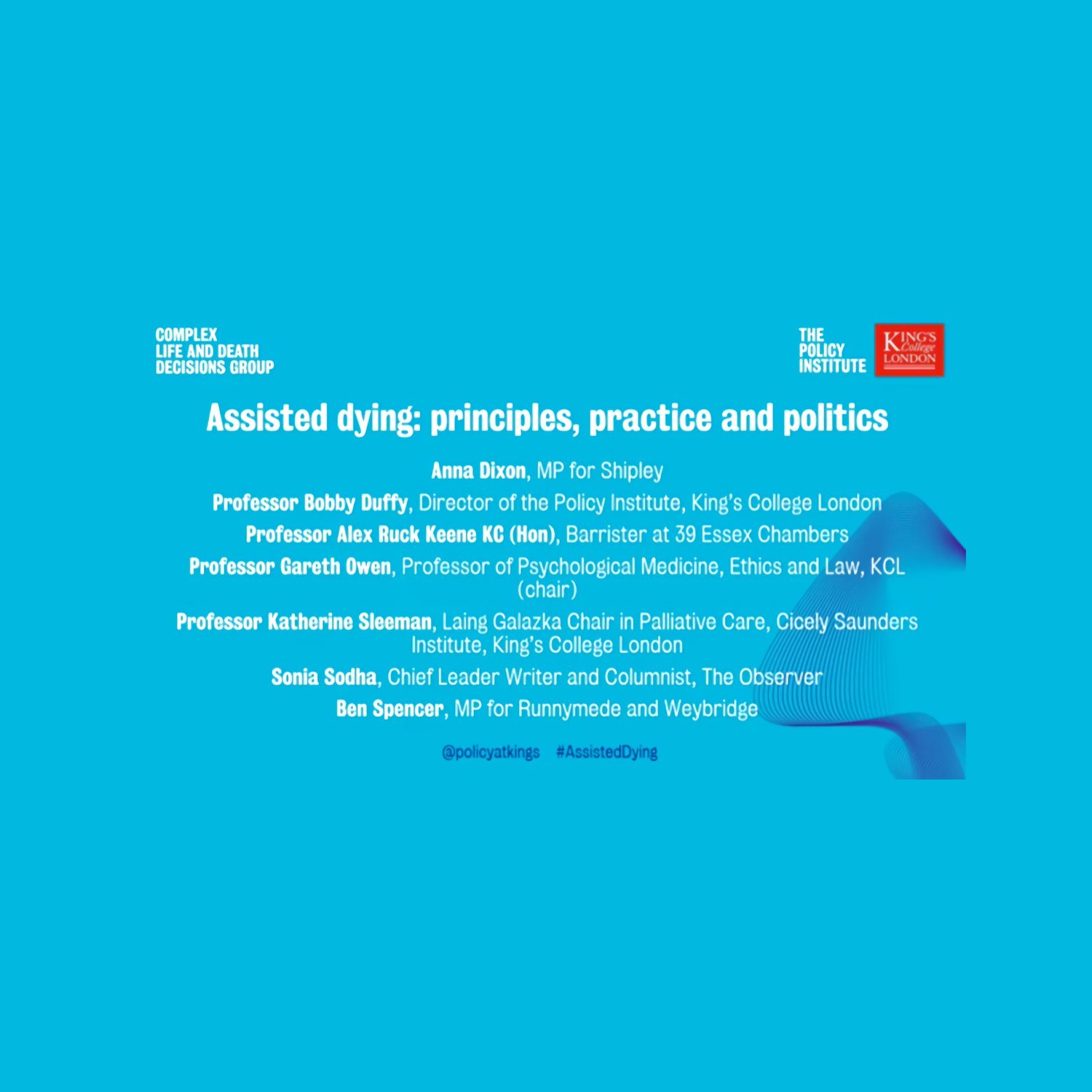 King’s College panel discussion on assisted dying