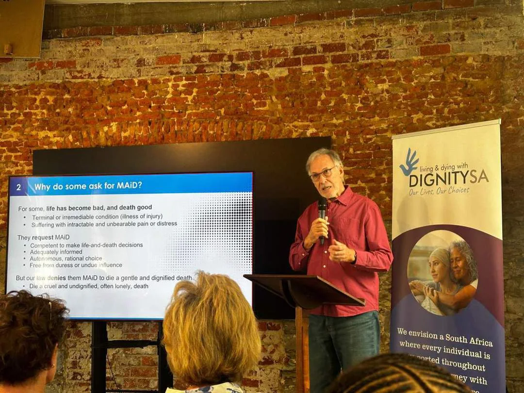 Prof Willem Landman speaking at the case press conference.