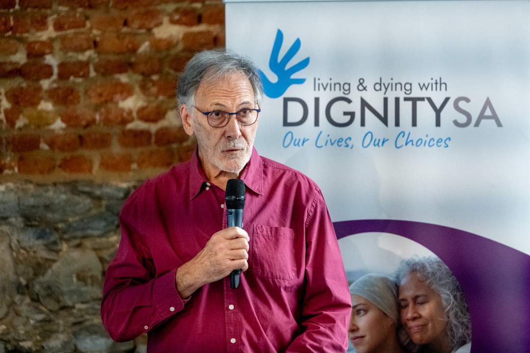 Prof Willem Landman speaking at the launch of DignitySA’s court case on medical assistance in dying
