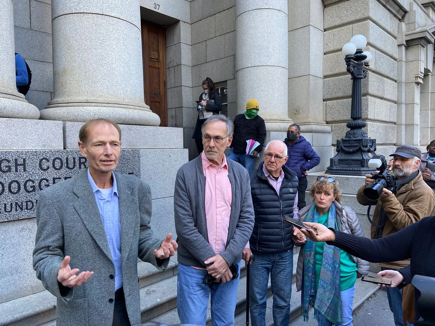 Prof Sean Davison at the High Court with Prof Willem Landman and Dieter Harck.