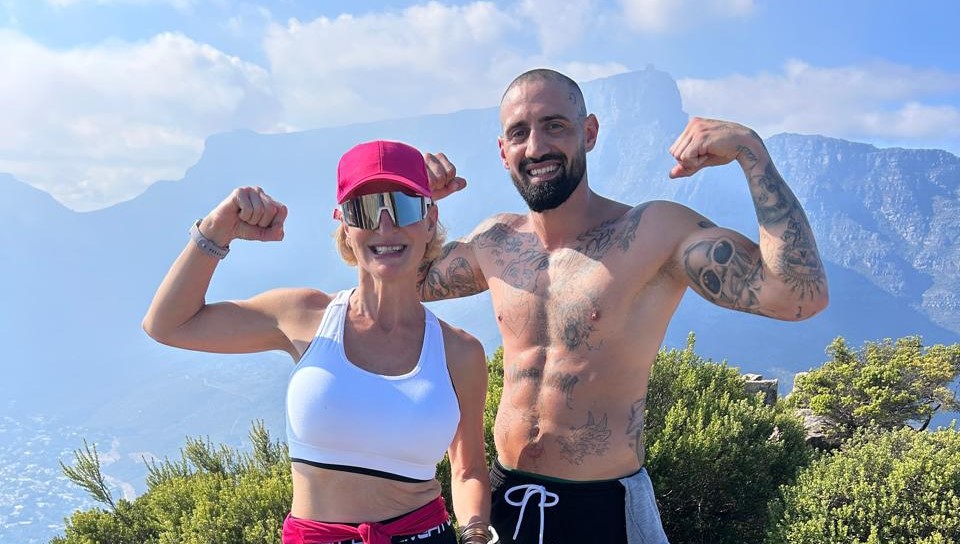 Tania Sutherland with her son Sheldon on the mountain above Cape Town